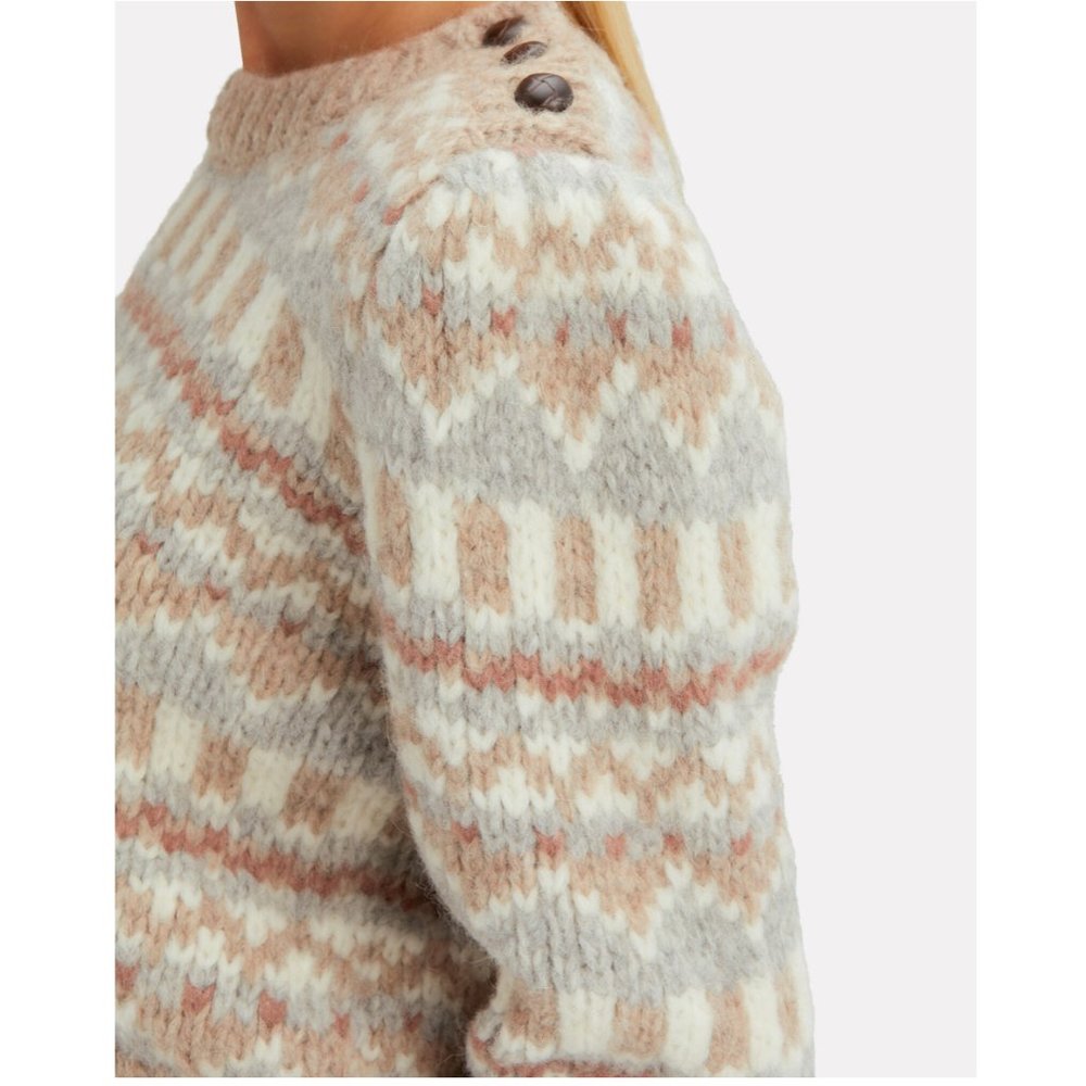 LoveShackFancy Cropped Fair Isle Alpaca Sweater - Picture 2 of 11